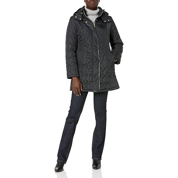 INTL d.e.t.a.i.l.s Women's Quilted Zip Front Coat Jacket