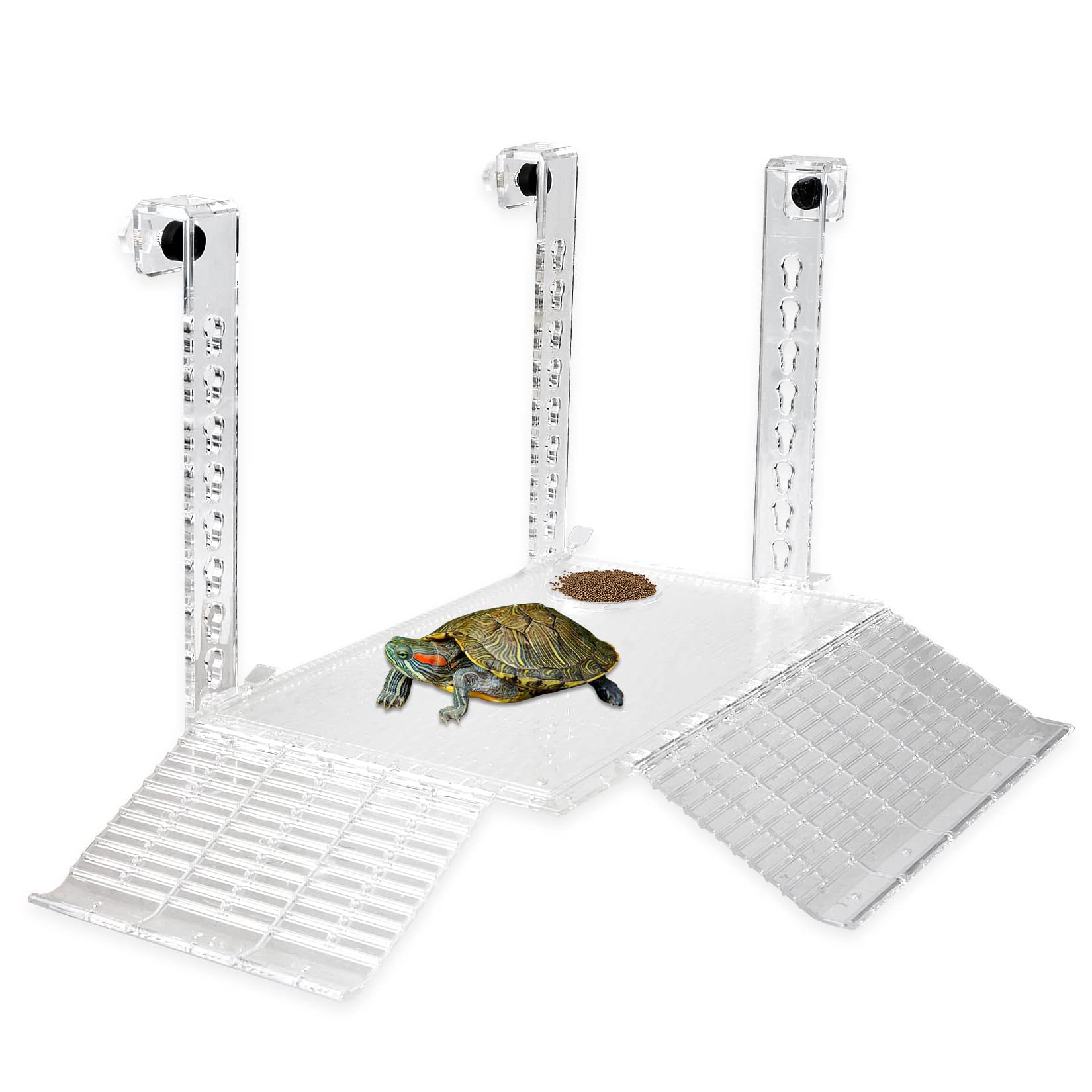 Photo 1 of Qiveno Acrylic Turtle Dock Basking Platform - 14 Inch Effortless and Sturdy Dock for Aquatic Turtles, No Screwdriver Required, Innovative Turtle Tank Fixture for Safety and Durability
