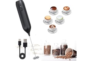 HUMANFUN Rechargeable Milk Frother Handheld Electric Whisk Beater Foam Maker, Durable Mini Drink Mixer and Coffee Blender Frother for Coffee, Latte, Cappuccino, Frappe, Matcha, Hot Chocolate, Egg (Black)