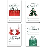 OXRUN Christmas Gift Tags, 40 Merry Christmas Gifts Labels Stickers, Happy Holiday Name Tag Self-Adhesive for Party Presents Decorations - A02
