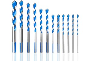 Hakkin 12 Pcs Masonry Drill Bits Set, 3mm - 12mm Concrete Drill Bits Set for Cement Glass Wall Brick Wood, Metric System Tungsten Carbide Tip Triangle Alloy Industrial Strength with Storage Case(Blue)