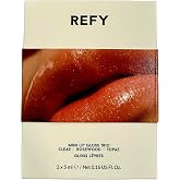 REFY Mini Lip Gloss Trio &ndash; Clear, Rosewood &amp; Topaz Shades, Hydrating Non-Sticky Lip Gloss Set, 3 x 5 ml