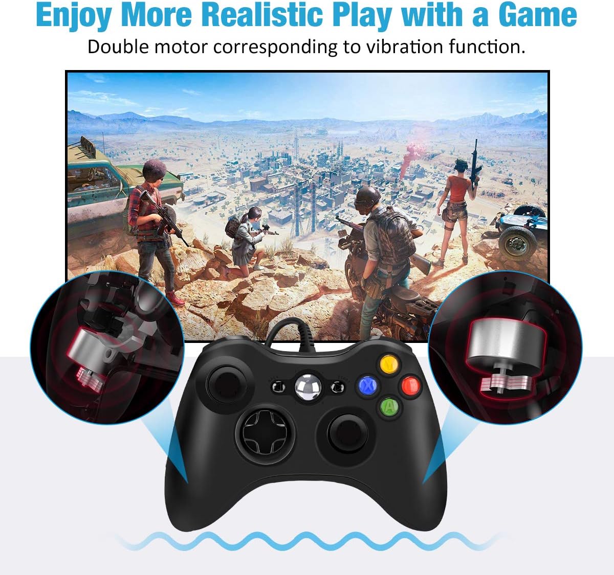 Xbox 360 Wired Game Controller, YAEYE USB Wired Gamepad Controller for Microsoft Xbox 360, PC Windows 7,8,10 with Dual-Vibration Turbo, Trigger Buttons (Black): Electronics