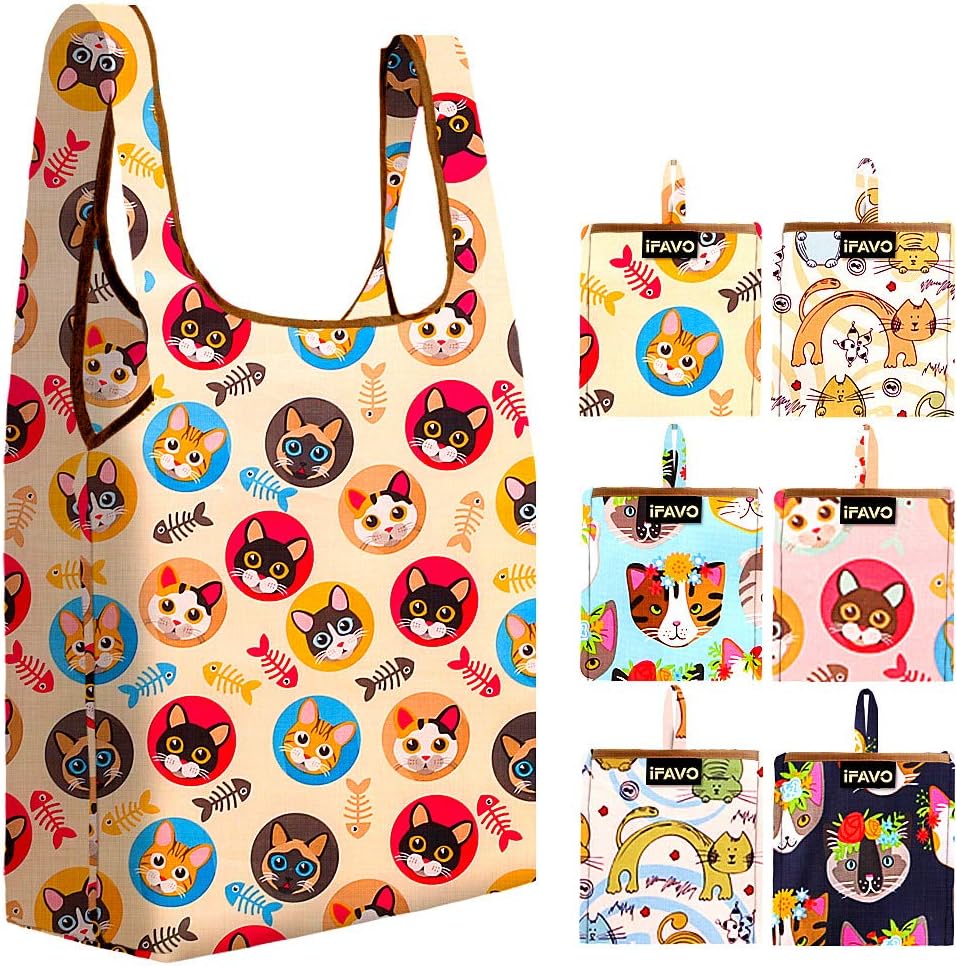 Reusable Shopping Fabric Tote Bags Packable Grocery Small Pouch Machine Washable