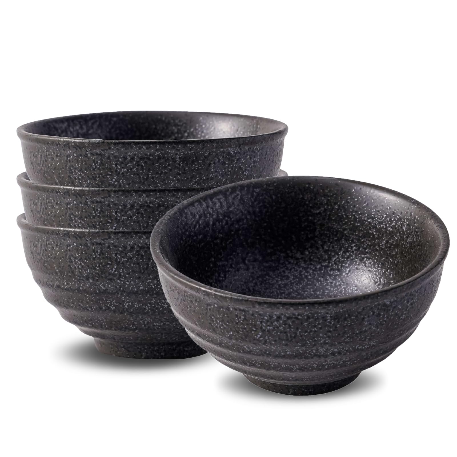 Photo 1 of DealbyBox Matte Black 8 OZ Ceramic Cereal Bowls, Rice Bowls, Restaurant Serving Bowls for Dipping, Soup, Dessert. Dishwasher & Microwave Safe. Set of 4.