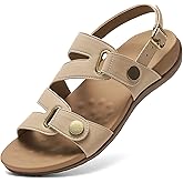 Littleplum Womens Sandals Arch Support, Comfortable Orthotic Sandals for Women, Adjustable Summer Walking Flat Sandals for Beach Travel