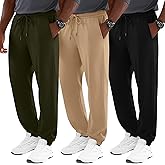 Velvelhall 3 Pack Men's Big and Tall Joggers Lounge Sweatpants Athletic Gym Pants with Pockets Workout Drawstring Jogger Pant