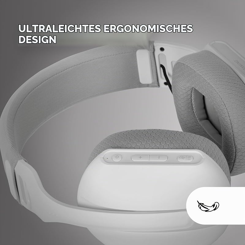 MHW-PRO, Kabelloses Gaming-Headset ARGB Flow, 3D Surround Sound 7.1, Bluetooth 5.3 + 2.4GHz + 3,5-mm-Klinke, Ultraleichtes Ergonomisches Design, Duales Mikrofon, Multiplattform, Weiß
