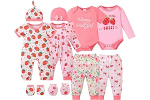 NZRVAWS Baby Girl Clothes Preemie Newborn Outfits Infant 12 PC 0-18 Months | Soft breathable fabric, easy-change snap closures, lightweight skin-friendly comfort