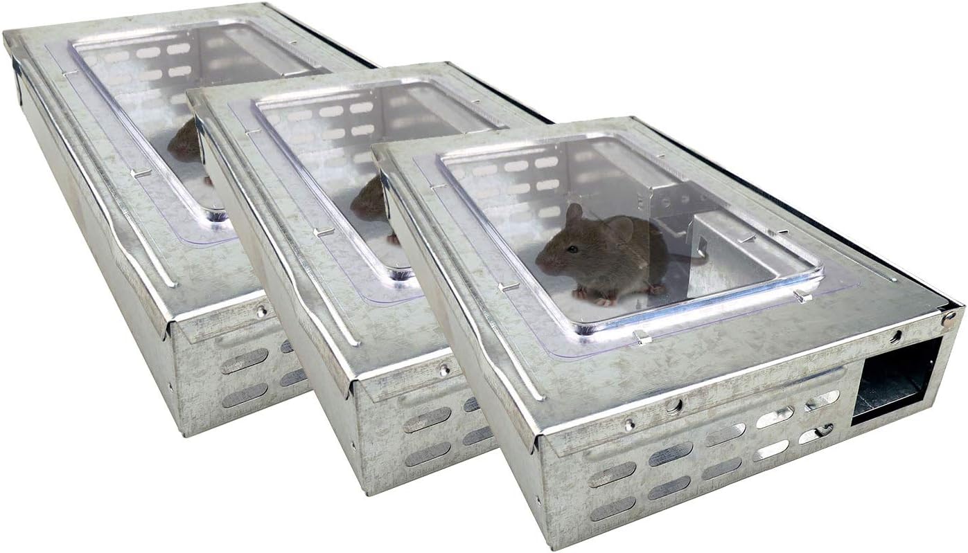 3x Mouse Trap Resueable Multi Catch Humane Metal Trap Alive Catch Mice Catcher pet control