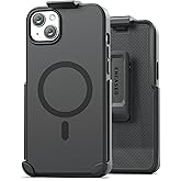 Encased SlimShield for iPhone 14 Belt Clip Case with Phone Holster (Compatible with MagSafe) Matte Black (iPhone 14)