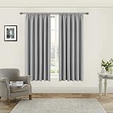 Aspire Homeware Blackout Curtains 46x54 Pencil Pleat Grey 2 Panels with Tiebacks view 2