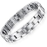 Feraco Magnetic Bracelets for Men Sleek Titanium Stainless Steel Magnetic Therapy Bracelet with Sizing Tool, Jewelry Gifts for Men (Silver)
