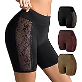 OPIBOO Womens Cotton Boy Shorts Underwear High Waisted Boxer Briefs Lace Boyshort Panties Soft Boxer shorts for Women 3 Pack