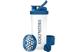 KICHLY Shaker Bottle - 24 Ounce Plastic Protein Shaker Bottle for Pre & Post workout with Twist & Lock Protein Box Storage