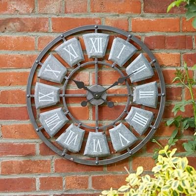 Garden Mile 60cm Roman Numerals Outdoor Clock, Weatherproof Garden Wall Clock