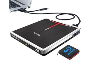 NOLYTH Exernal Blu-ray Drive USB 3.0 Type-C Blu Ray DVD Player for Laptop Bluray Burner with SD/TF Slot 2 USB Ports Portable 