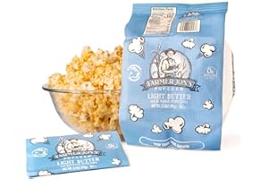 FARMER JON'S Farmer Jon’s Microwave Popcorn - Light Butter - Farm Fresh Gourmet Snacks Made at Home - Delicious Flavor, Safe Microwave Bags - Non-GMO, Gluten-Free Corn - Made in the USA - 12 Pack, 3.5 Oz
