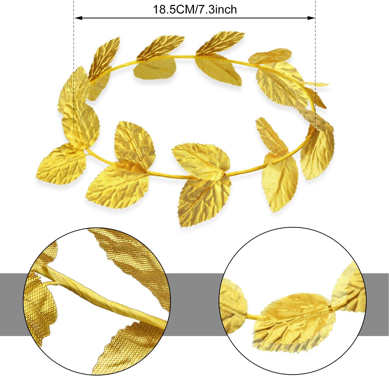 2 Pieces Halloween Toga Headband Roman Wreath Greek Crown Headpiece with 2 Pieces Halloween Roman Rope Belt Costume for Women Men Headdress Party Decoration - Image 3