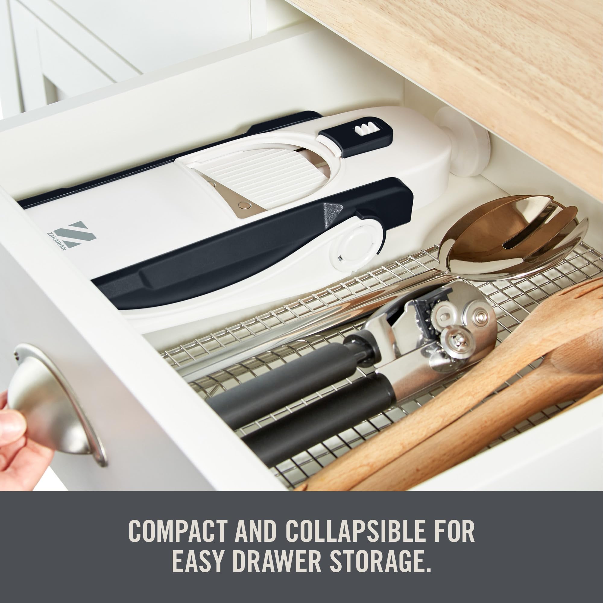 Zakarian by Dash Safe Slice Mandoline for Vegetables, Meal Prep & More with 30+ Presets & Thickness Adjuster - Black