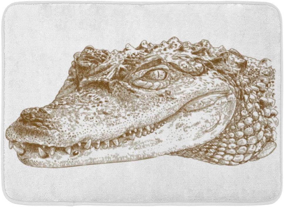 Amazon Com Facebb Doormat Bath Rug Outdoor Mats Alligator Antique Engraving Of Crocodile Head Caiman Etching Vintage Bathroom Decor Rugs 15 7 X23 6 Home Kitchen