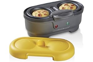 Hamilton Beach Egg Cooker, Egg Bites Maker & Poached Egg Maker, 2 Egg Capacity, Grey