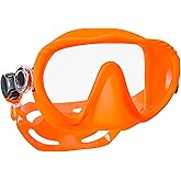 SCUBAPRO Ghost Scuba Dive Mask, Low-Volume Frameless Design w/Ultra Clear Single Lens, Silicone Skirt and Easy-Adjust Strap Buckles, Orange