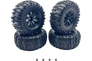 ZRRC Glued 6.3" Height Larger 1/10 RC Monster Truck Tires Wheels Set 12mm Hex 2.8 RC Tires for Traxxas Rustler Hoss Stampede 2WD 4x4 VXL Redcat Volcano EPX Blackout XTE