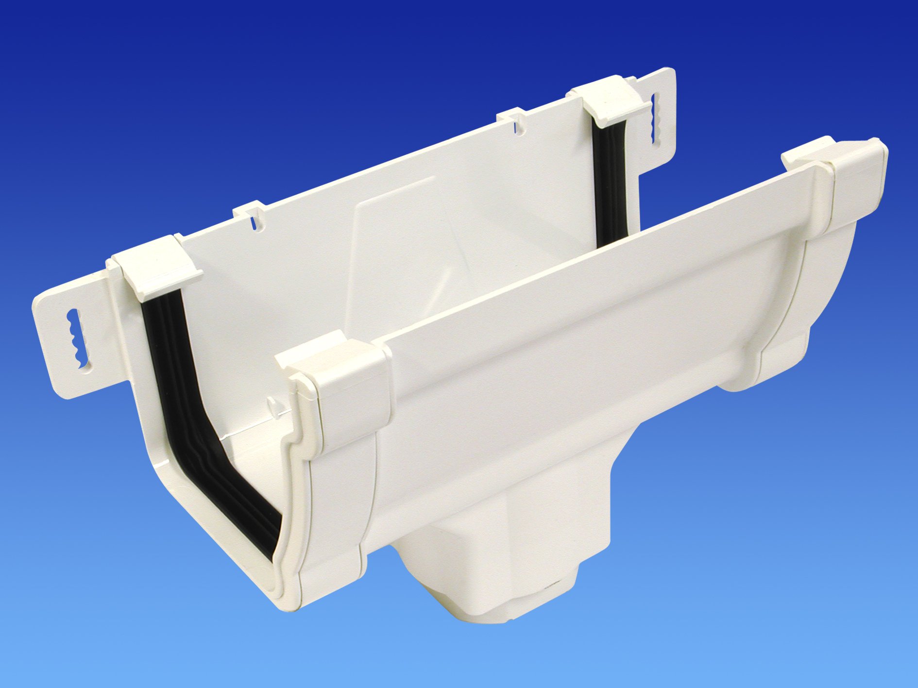 OSMA White 111mm Gutter Running Outlet for Stormline Ogee Gutter System 8T806W