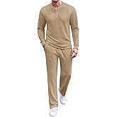COOFANDY Men's 2 Piece Tracksuit Set Polo Athletic Sweatsuit Quarter Zip Jogging Long Sleeve Casual Sports Outfits