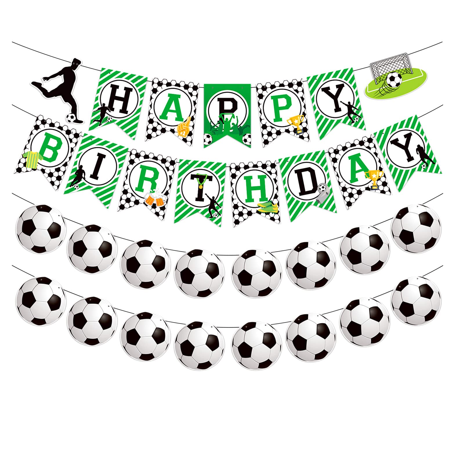 bng-bng Football Birthday Decorations Soccer Theme Happy Birthday Banner Bunting Hanging Garland for Boys Girls Football Party Decoration Backdrop