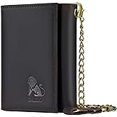 BAIGIO Men Wallet with Chain Genuine Leather Wallet for Men RFID Blocking Trifold Wallet Father's Gift