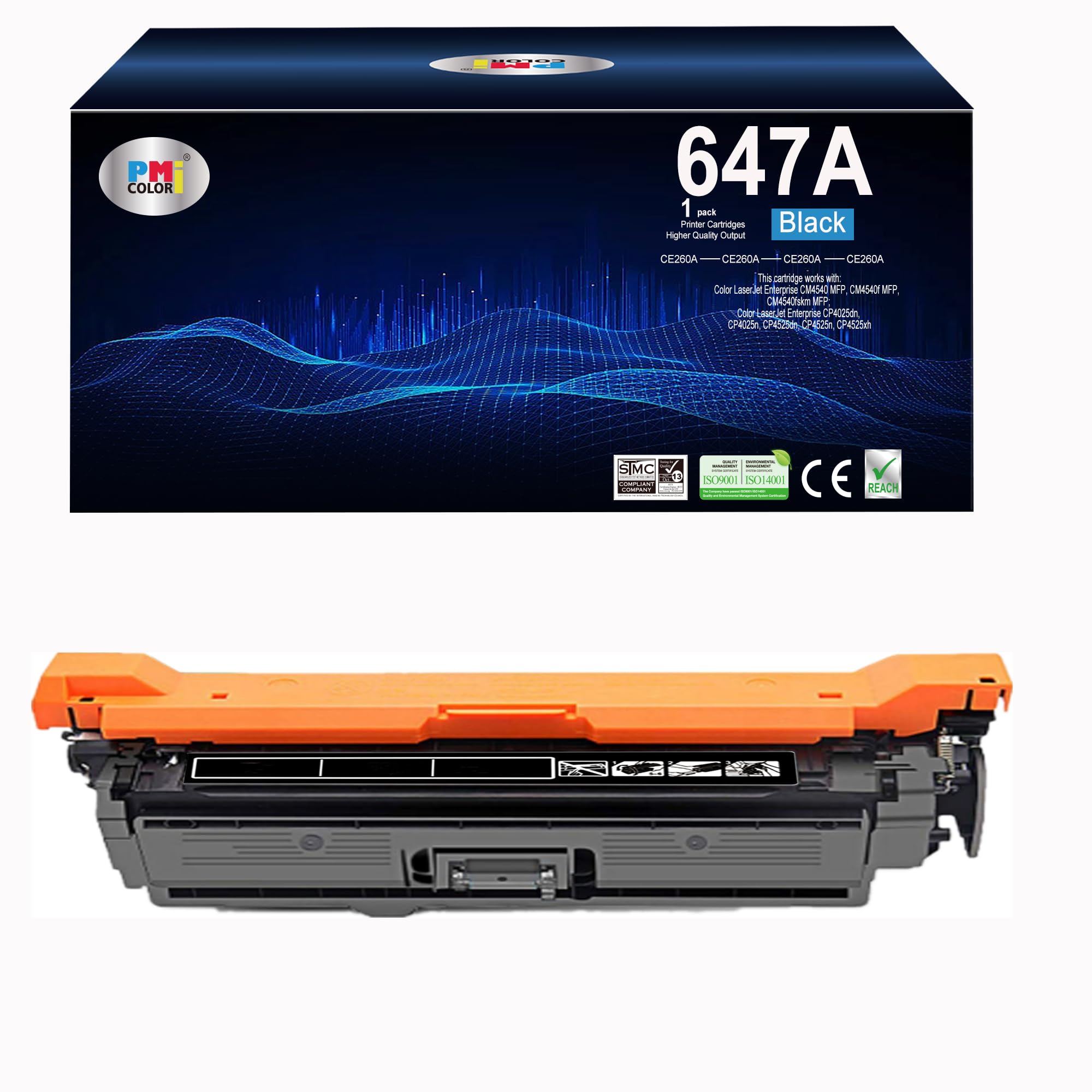 647A Black Toner Cartridge Replacement for HP 647A CE260A for Works with HP Color Laserjet Enterprise CM4540 MFP, CP4025,CP4525 Series (1 Pack) Image 647A Black Toner Cartridge Replacement for HP 647A CE260A for Works with HP Color Laserjet Enterprise CM4540 MFP, CP4025,CP4525 Series (1 Pack) Image