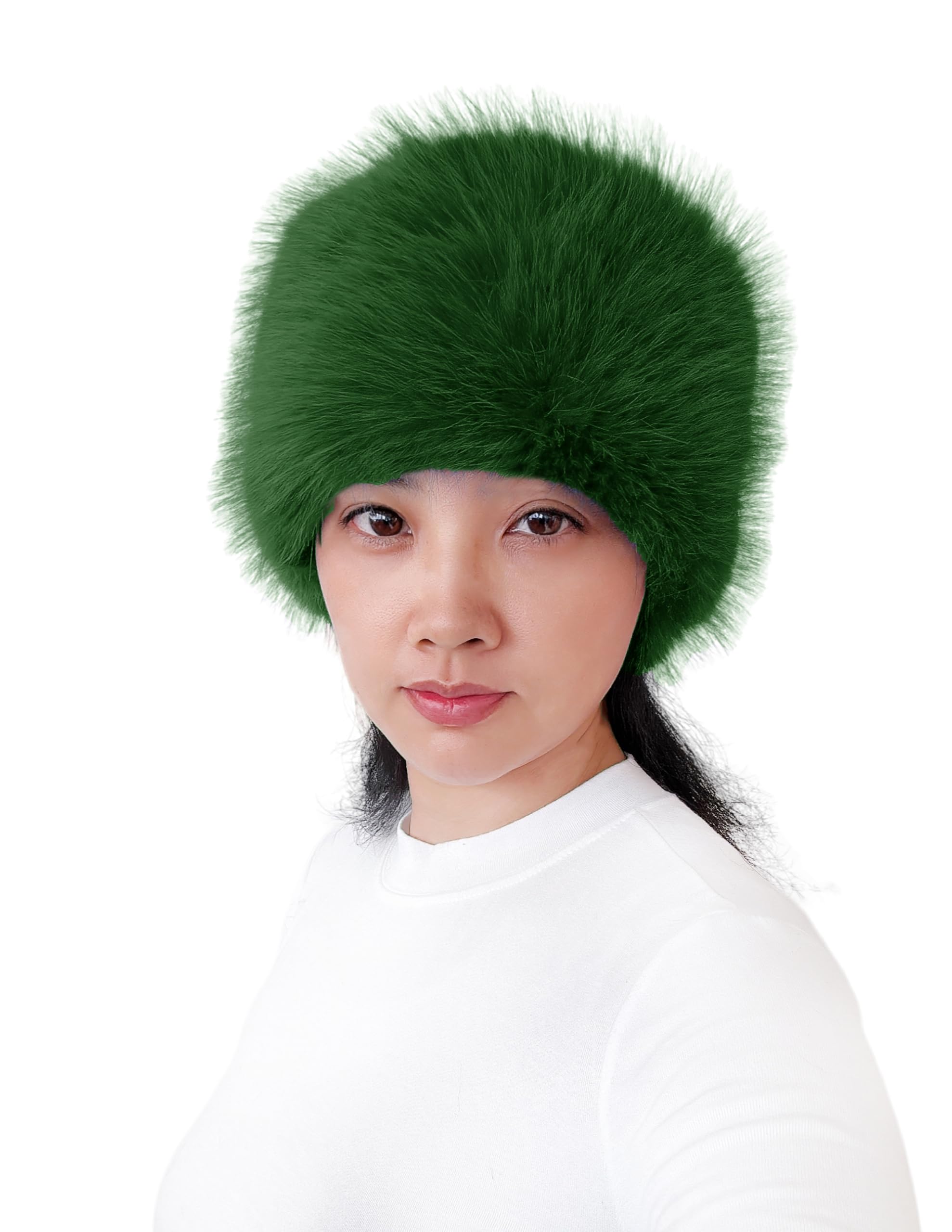 Lina & Lily Women's Winter Headband Head Ear Warmer Long Pile Faux Fur (Emerald Green) — image 1