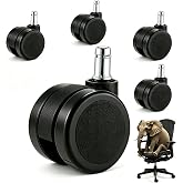 2.5 Inch Chair Casters Compatible with Herman Miller Aeron, Embody, Mirra | Office Chair Replacement Wheels, Carpet Friendly, Set of 5, Universal Stem, Safe for Hardwood &amp; Hard Floors, Quiet Rolling