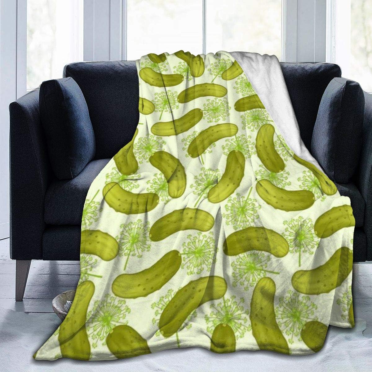 Dill Pickles Throw Blanket of Plush Fuzzy Fleece Lightweight Soft Warm