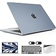 Lepeoac for MacBook Air 15 inch Case 2023 2024 2025 Release M4 A3241 M3 A3114 M2 A2941 with Liquid Retina Display & Touch ID, Hard Shell with Screen Protector & Webcam Cover, Haze Blue