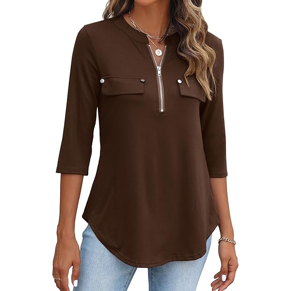 Camiseta De Manga 3/4 Para Mujer PGANDS - Cuello En V, Volantes En Mangas, Tela Suave, Color Gris Oscuro - Talla S, Estilo Casual Verano