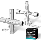 DURATECH 4 Way Sillcock Key Set, Utility Key, Multi-functional Water Key, 2-Pack, for Valve, Faucet, and Spigots