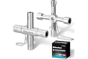 DURATECH 4 Way Sillcock Key Set, Utility Key, Multi-functional Water Key, 2-Pack, for Valve, Faucet, and Spigots