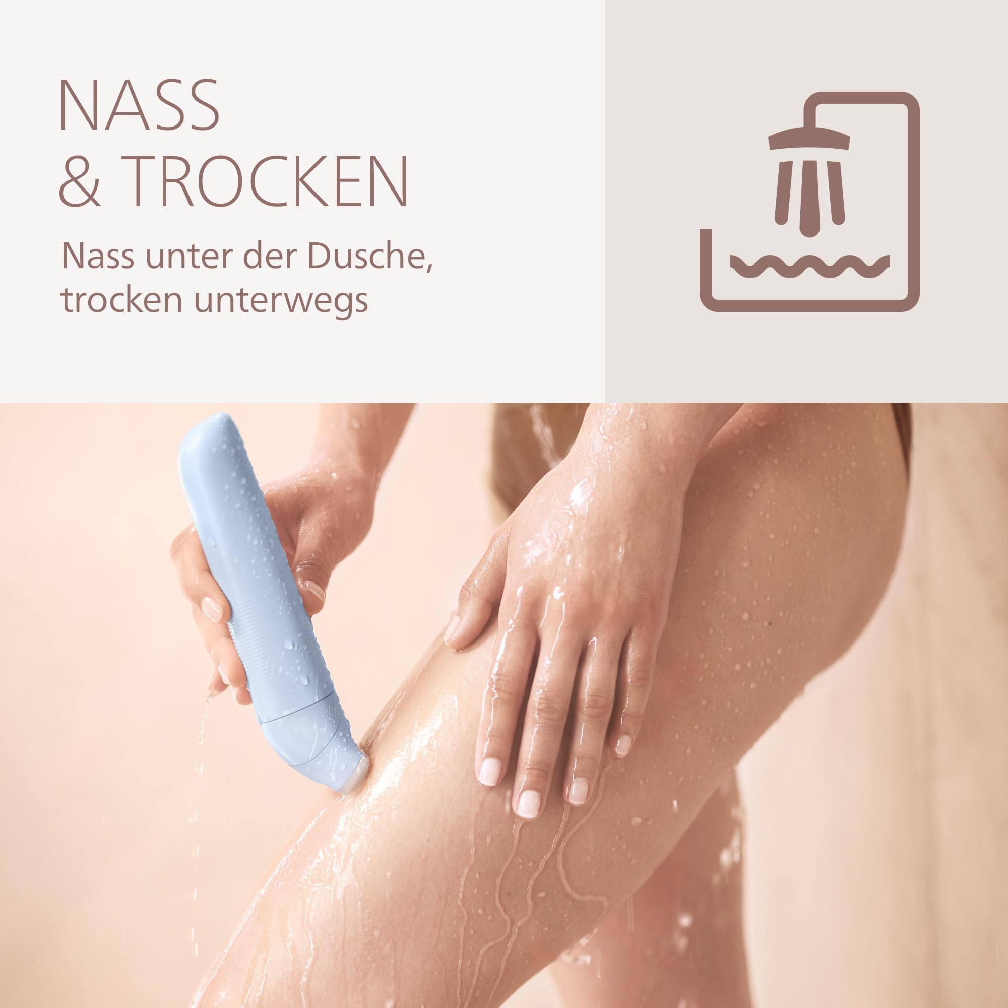 Philips Lady Shaver Series 6000 - kabelloser elektrischer Rasierer für die Nass- und Trockenrasur, 3-Klingen-Rasursystem, für Beine und Körper, 80 Min. Laufzeit, Modell BRL127/00 6