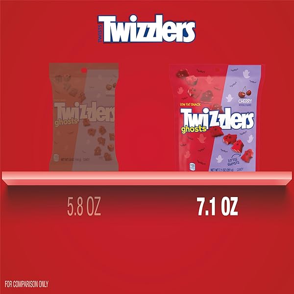 TWIZZLERS GHOSTS CHERRY FLAVORED CHEWY, HALLOWEEN CANDY BAG, 7.1 OZ
