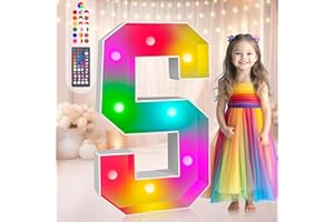 Ledido 3FT Colorful Marquee Light Up Letters 16 Pure Colors 18 Composite Colors, Marquee Letters for Party, Mosaic Letters Light Up Letters for Birthday Engagement Anniversary Wedding, Large Letter S
