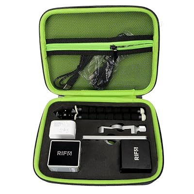 Customized Protective Case for RIF6 Cube Pico Video Projector, Secured Blocks for RIF Cube Projector, Speaker, Tripod, Mount and Cable, Zipper mesh Pocket for Other Accessories (Black+Green)