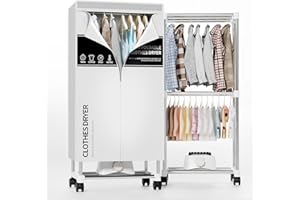 KISEELY Clothes Dryer, Portable Drying Machine with Timer, 60inch Laundry Drying Wardrobe with Large Capacity, Electric Dryer/Rack for Home | Appartments (Grey ZU1)
