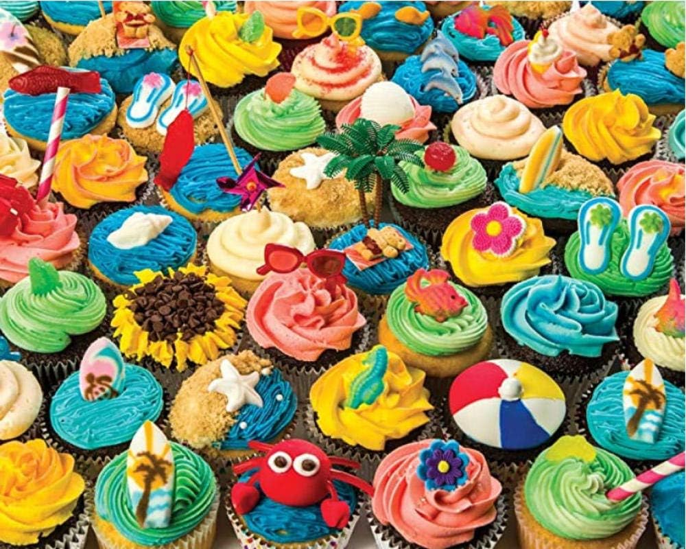 Jigsaw Puzzle 500 Piece Art for Teen Adult Grown Up Puzzles Large Toy Games Educational Gift Home Decor Intellectual Game- Summer Cupcakes Jigsaw Puzzle
