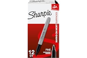 Sharpie Permanent Markers, Fine Point, Black, 12 Count