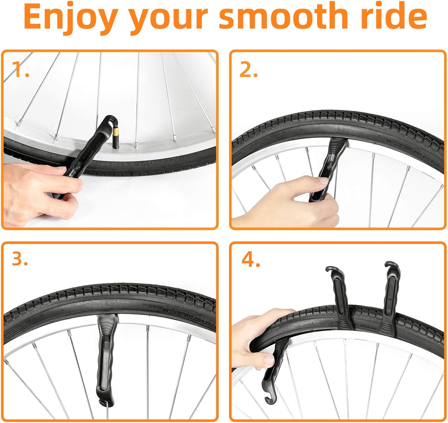 SHWJ 4PCS Bike Tire Lever, Tool is Smooth Overall, Which Will Not Hurt The Tire Bead, Professional Design Makes Work Easy, Designed to Snap Together for Storage, Best Tire Changing Tool : Sports & Outdoors