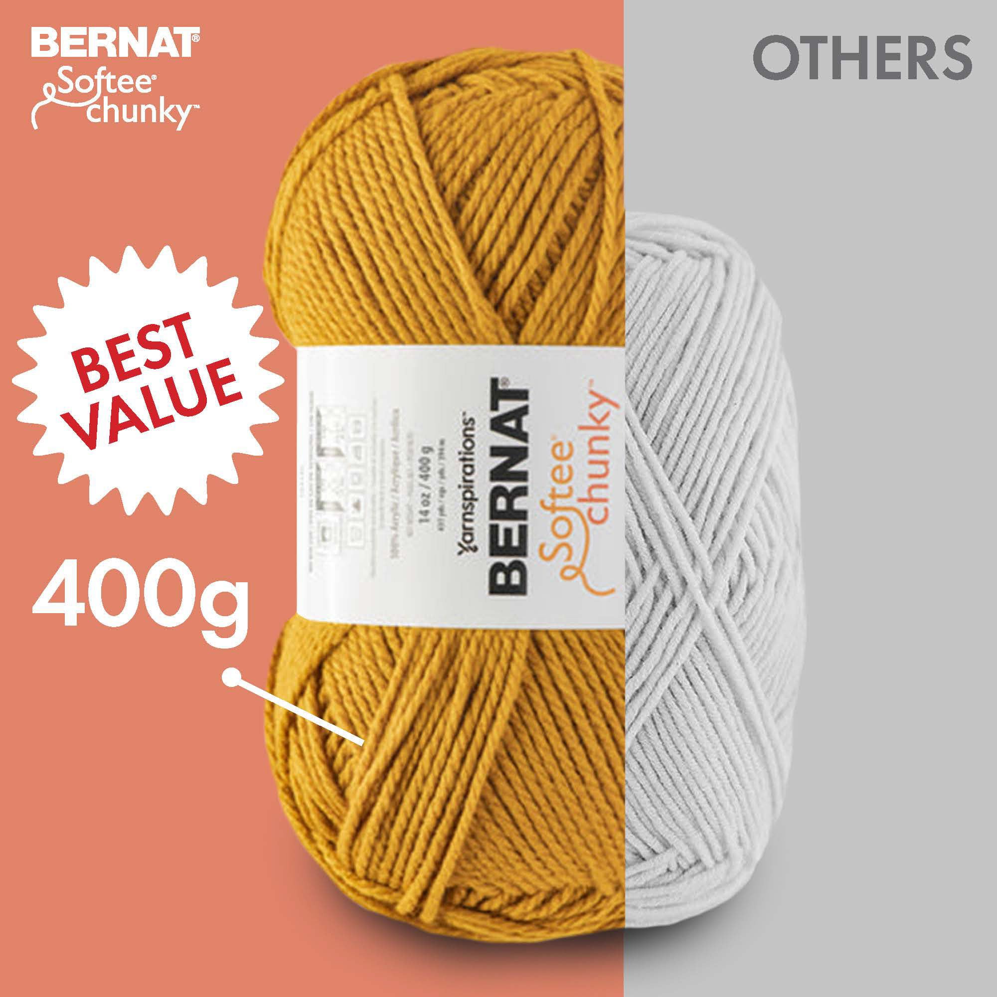Softee Chunky BB True Gray Yarn - 1 Pack of 14oz/400g - Acrylic - #6 Super Bulky - 431 Yards - Knitting/Crochet