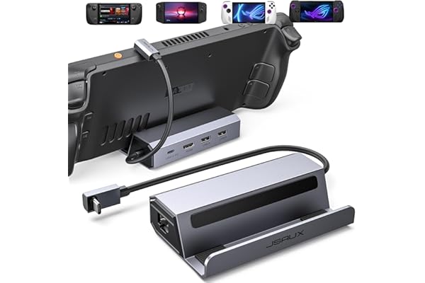 JSAUX Docking Station for Steam Deck/ROG Ally X/Legion Go/MSI Claw, 5-in-1 Steam Deck Dock with HDMI 4K@60Hz, 100Mbps Ethernet, Dual USB-A 2.0 and 100W Charge Compatible with Steam Deck OLED-HB0602